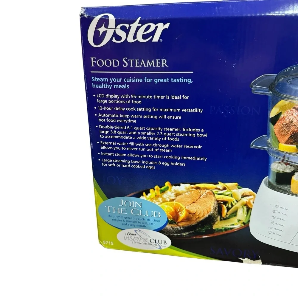 Oster 5715 Double-tiered 6.1 QT White Food Cooker & Steamer Inspire Collection